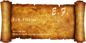 Eck Fülöp névjegykártya
